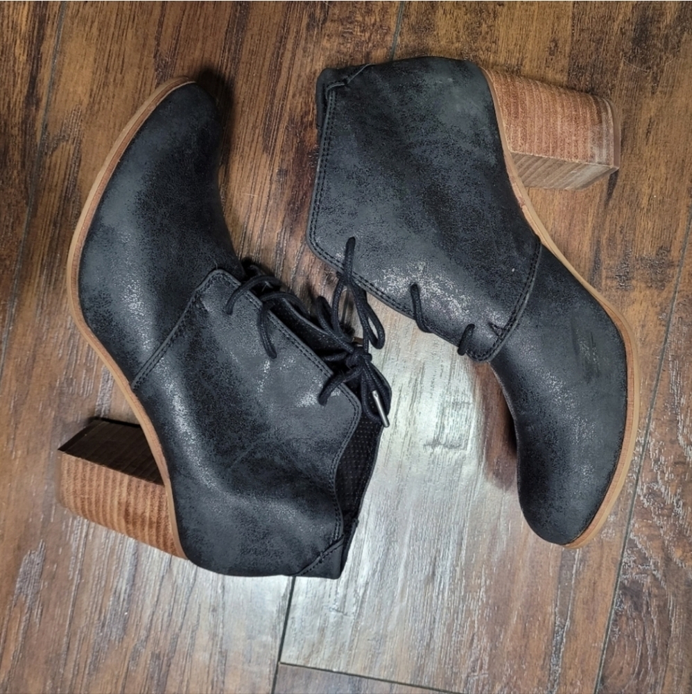 Toms Lunata Size 10 Women's Black Ankle Boots - Picture 4 of 9